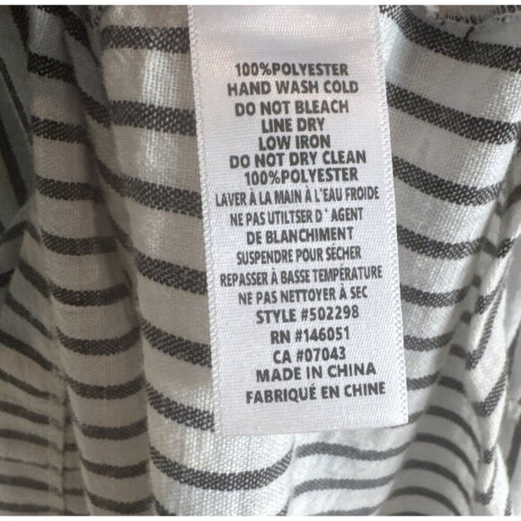 Monteau Dress X small Black white striped pockets v neck short sleeve Wednesday - Picture 12 of 12